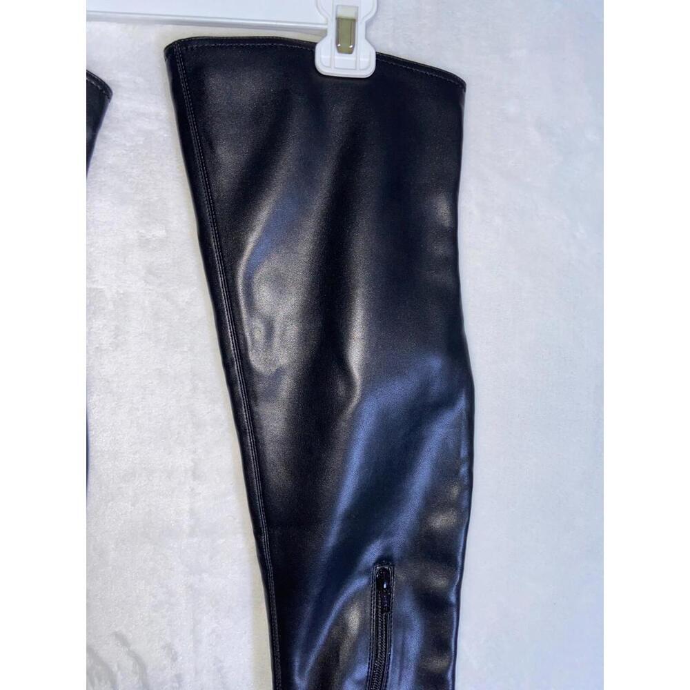 GB Knee High Boots Zip Buckle Biker 8 M 202308XX Black Combat - Picture 10 of 13